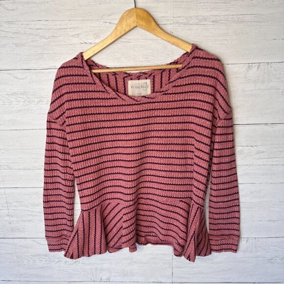 We The Free Tops - We the Free Top Womens Size S/P Pink Auntie Em Waffle Knit Peplum Cotton Blend